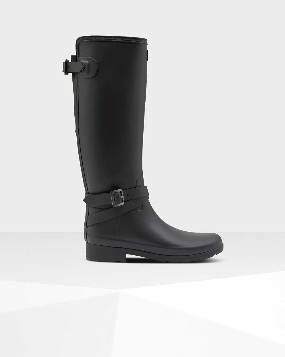 Womens Hunter Refined Slim Fit Adjustable Tall Rain Boots Black | SWYRBX-879